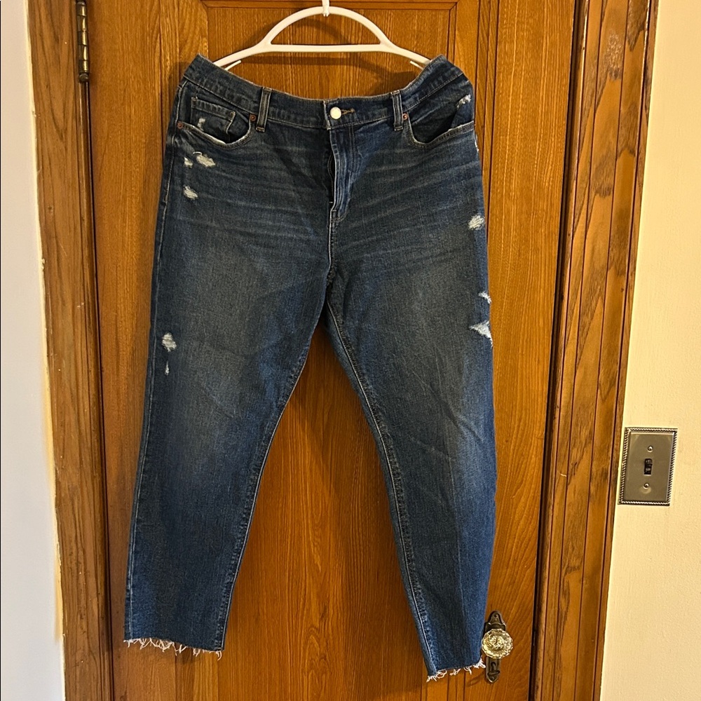 Old Navy Women's Distressed Blue Boyfriend Jeans